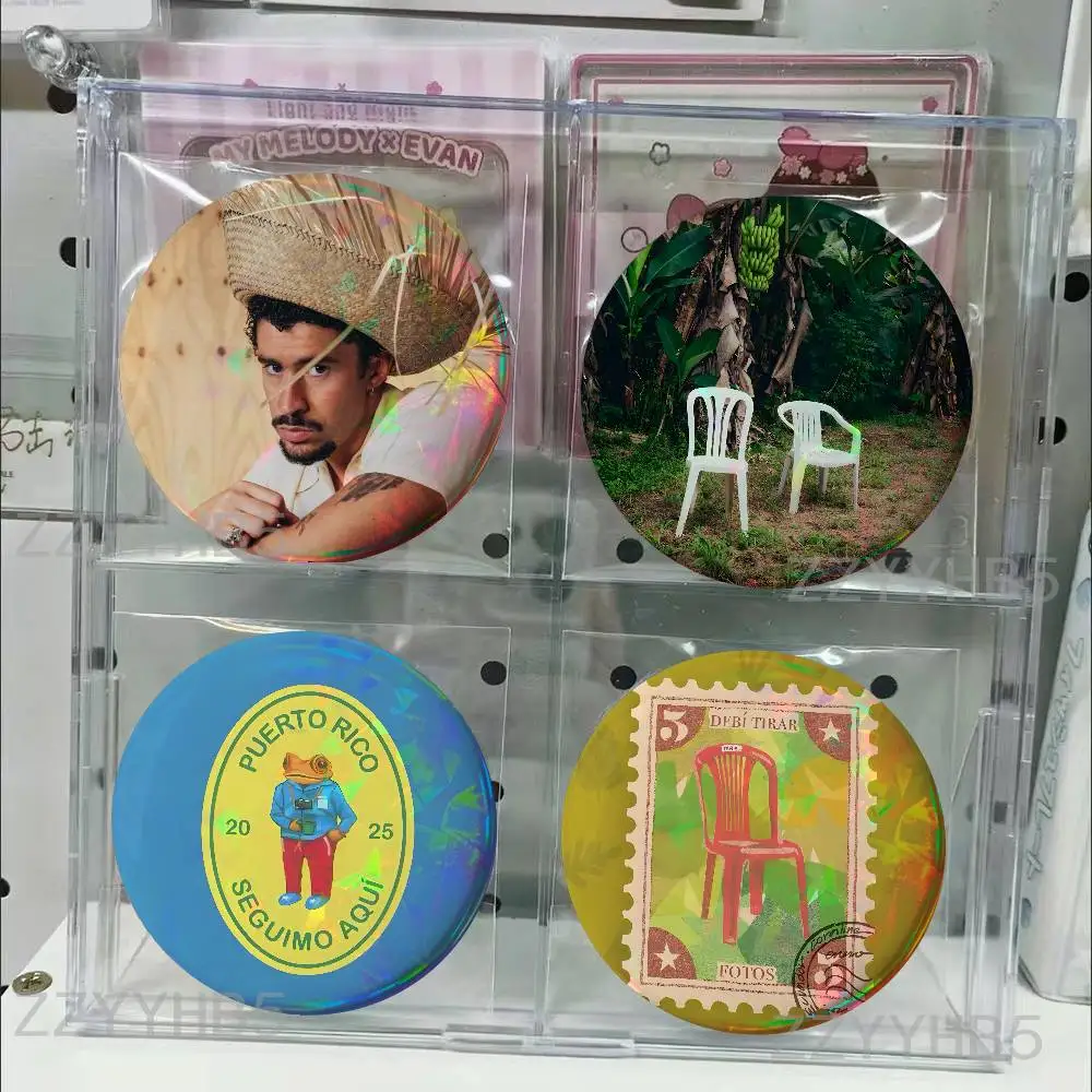 

Bad B-bunny Debi Tirar Mas Fotos D-dtmf Tinplate Pins Round Brooches for Backpack Collection Badge 58mm 44mm 32mm 75mm