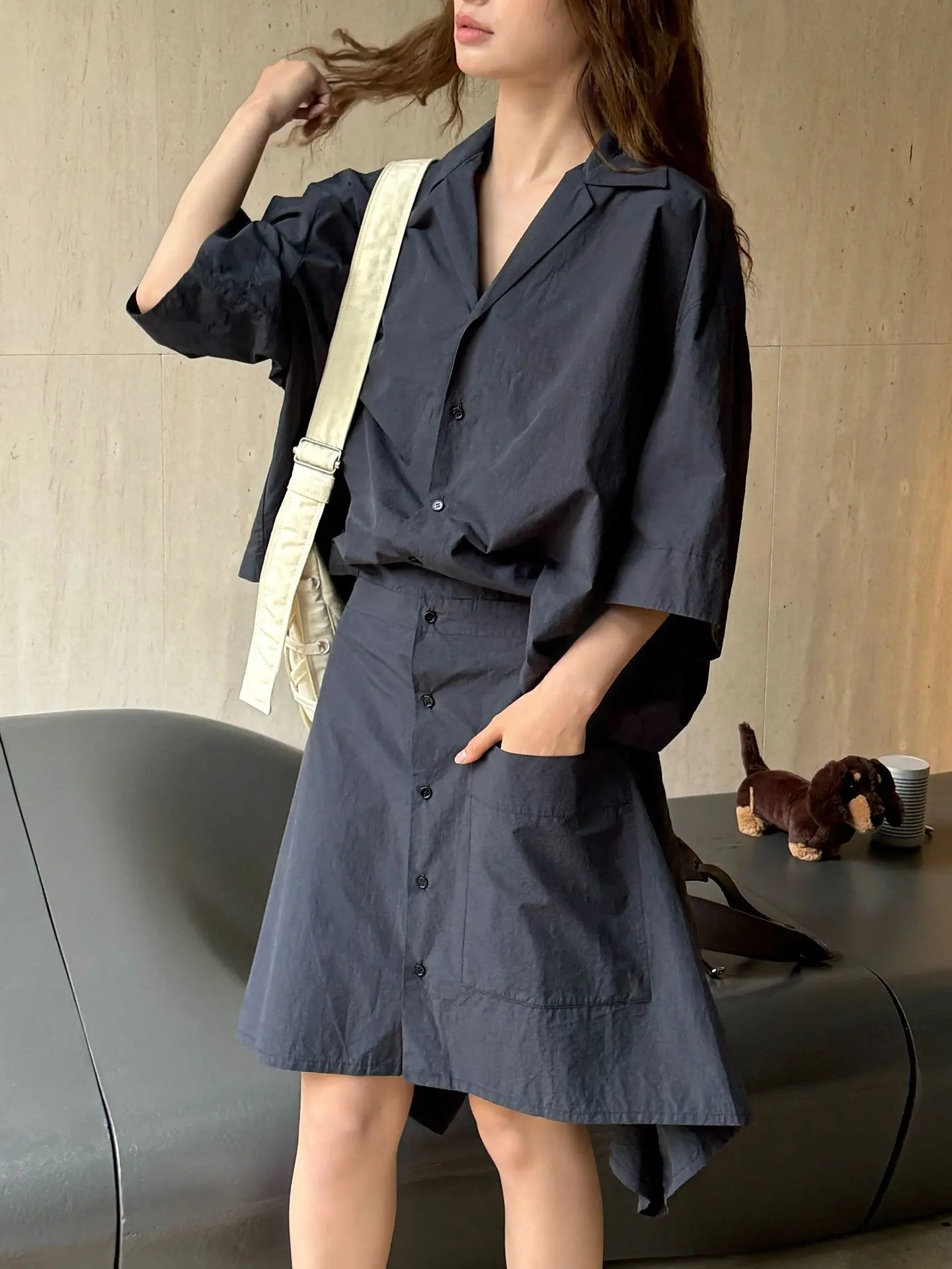 Summer women\'s casual solid color irregular loose fitting dress