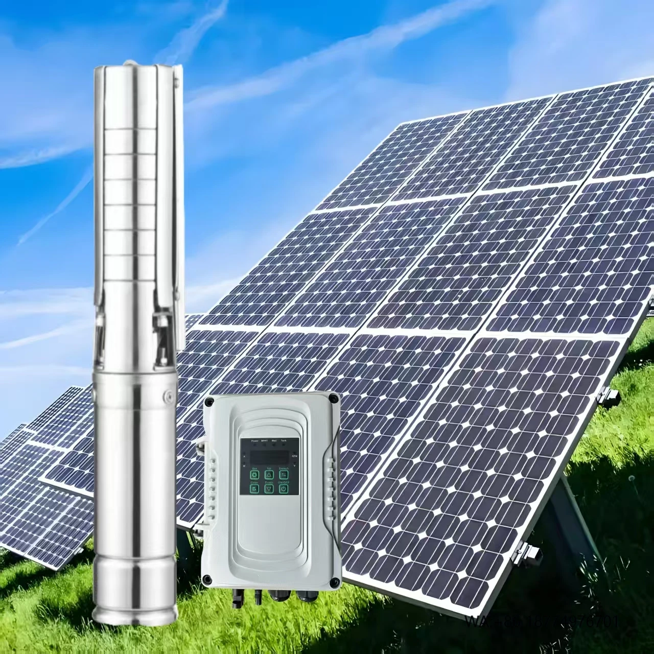 

Сельскохозяйственный солнечный водяной насос из нержавеющей стали с большим расходом и высоким подъемом 72 В 750 Вт постоянного тока 100 м для продажи в Южной Африке