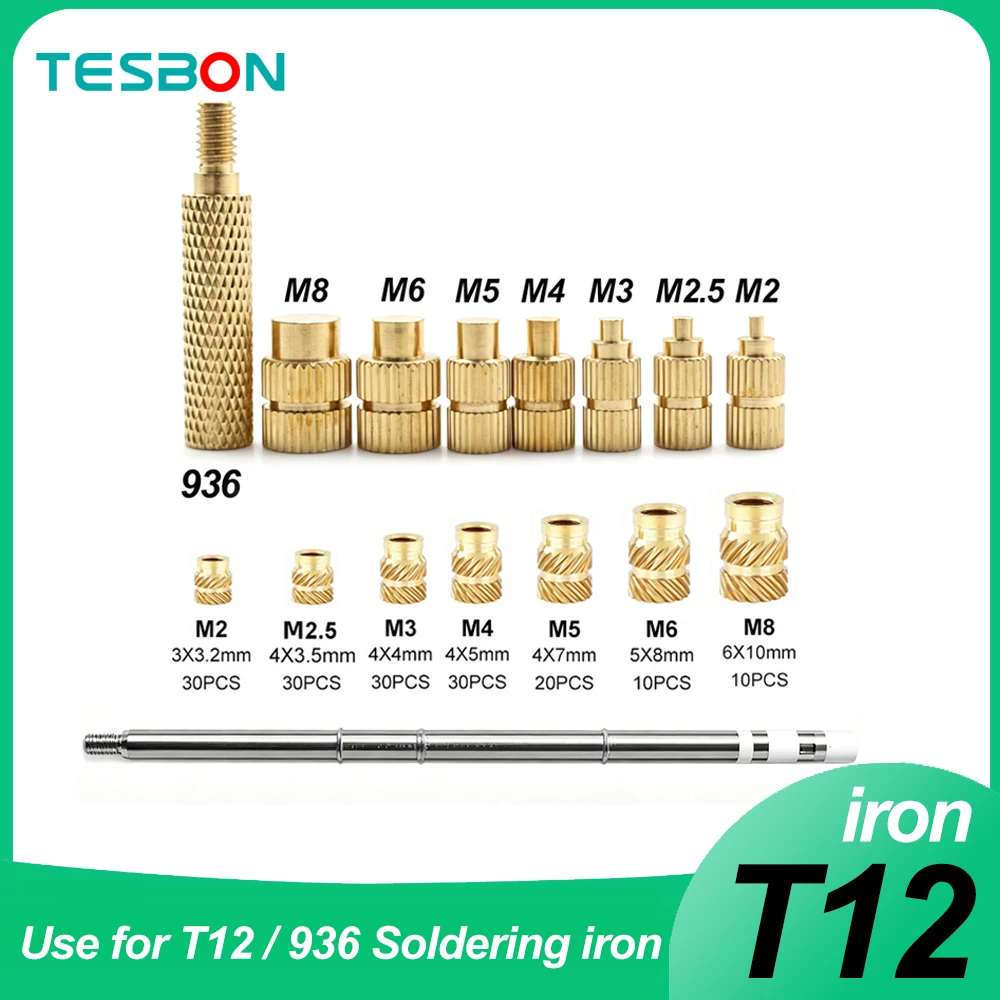 3D Printed Parts Hot Melt Nut Embedded Insertion Tipl M2 M3 M4 M5 M6 M8 for Quicko T12 Soldering Iron Heat Set Insert Tool