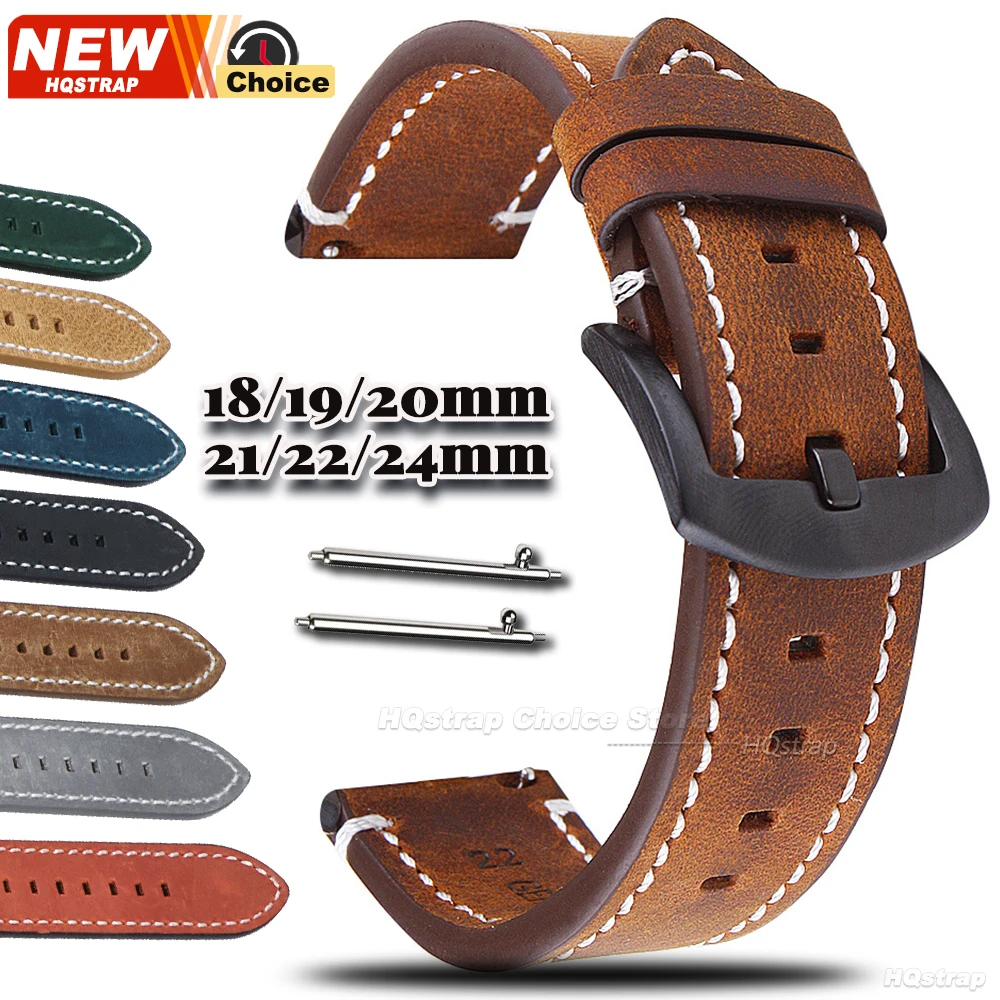 Schnellverschluss Retro Vollleder-Armband 18mm 19mm 20mm 21mm 22mm 24mm Uhrenarmband für Samsung Uhr Armband für Huawei Uhr