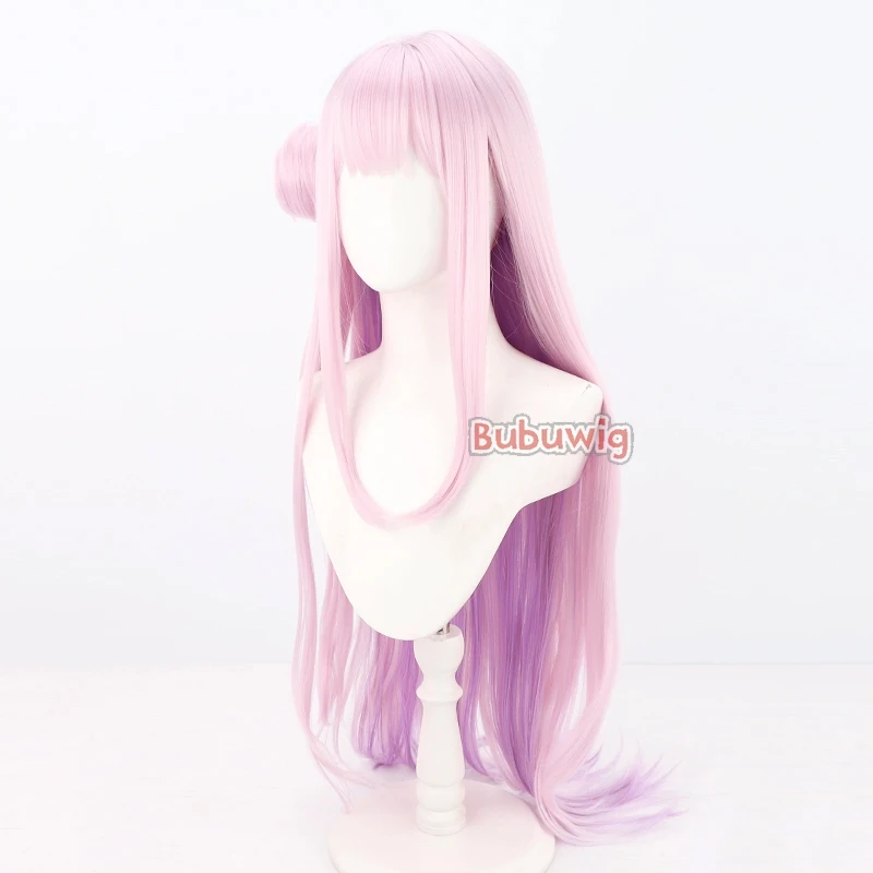 Bubuwig pelo sintético Misono Mika pelucas de Cosplay con bollos archivo azul Misono Mika 85cm peluca rosa mezclada púrpura resistente al calor