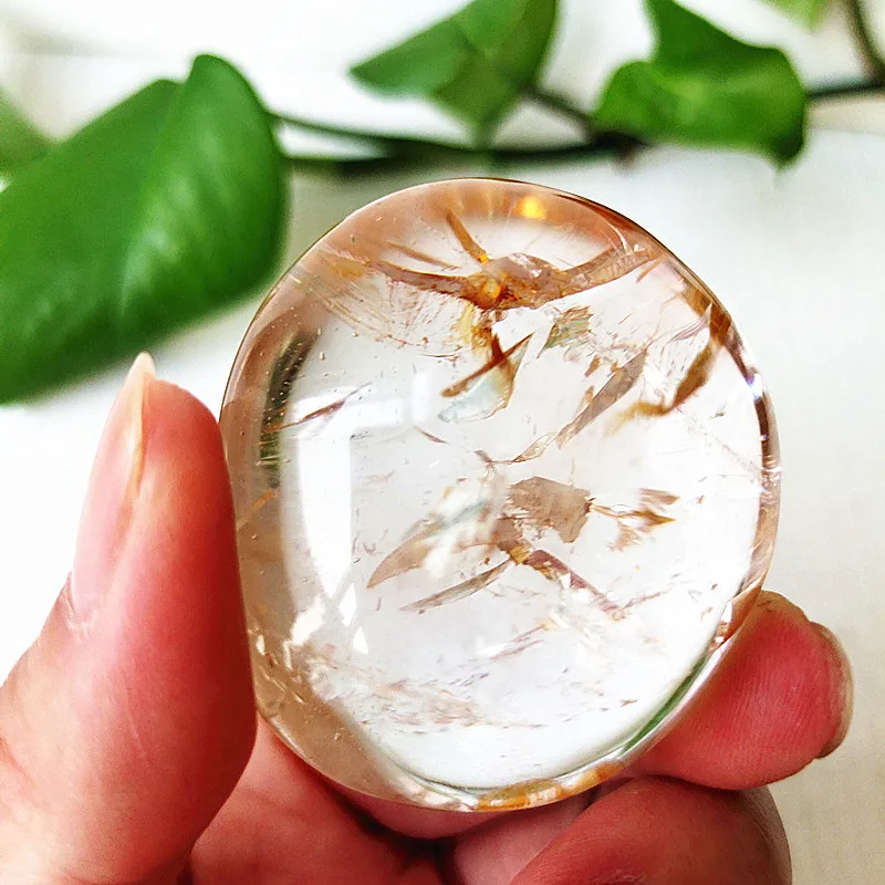 High Puality Natural Stone Yellow Hematoid Quartz Crystal  Palm Home Decoration Meditate  And Chakra Healing Crystals