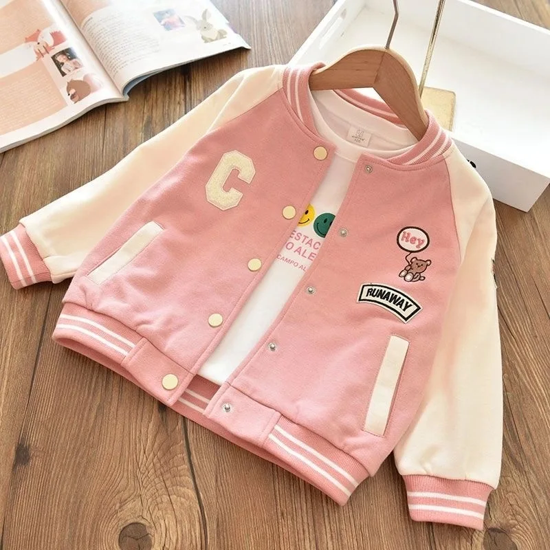 2024 New Fashion Girls giacca da Baseball primavera autunno carino uniforme cappotto per ragazza sport capispalla 3-12 anni vestiti per bambini