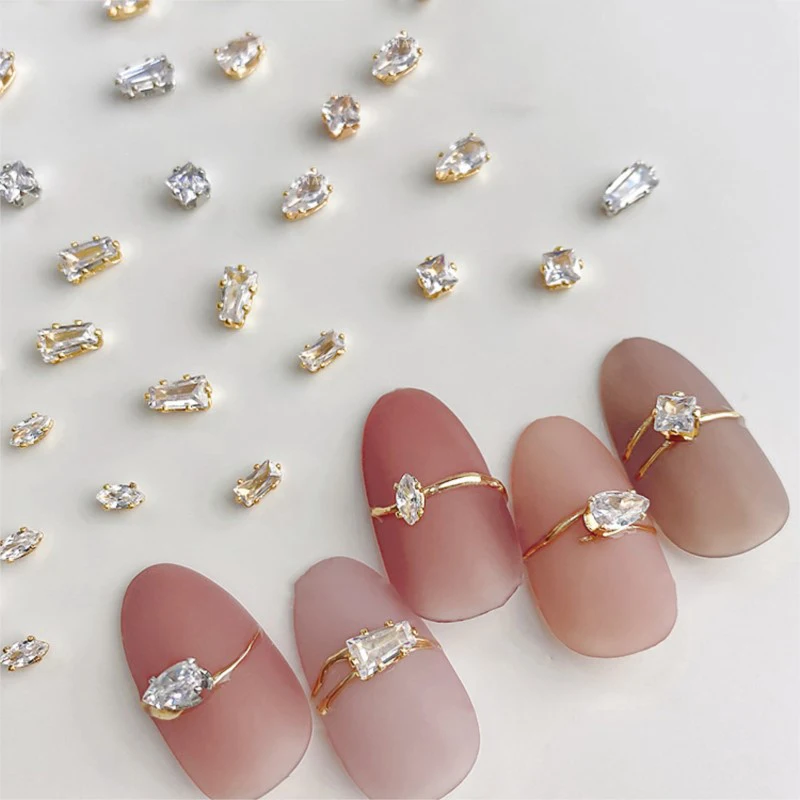 20PCS Glitter Zircon Square Rectangle Drop Marquise Claw Diamonds Alloy Nail Art Rhinestones Jewelry Decoration Manicure Charms
