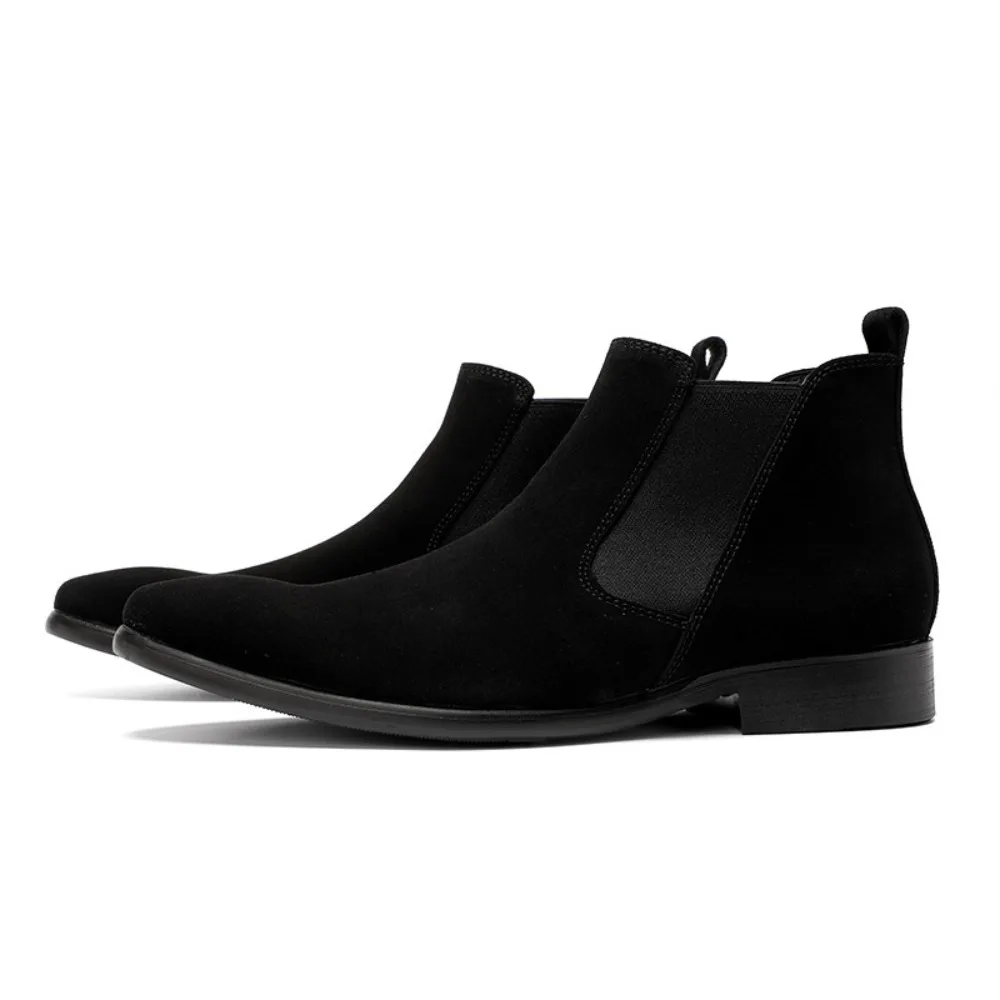 

Vintage Retro Boots for Men Casual Versatile British Style Pointed Toe Ankle Boots Suede Leather High Top Boots