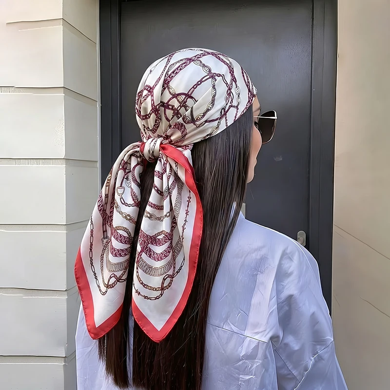 

Print Scarf Luxury Hijab Square Turban Fashion Female Headscarf Bandana Handkerchief Neckerchief Headband Windproof Shawl Wraps