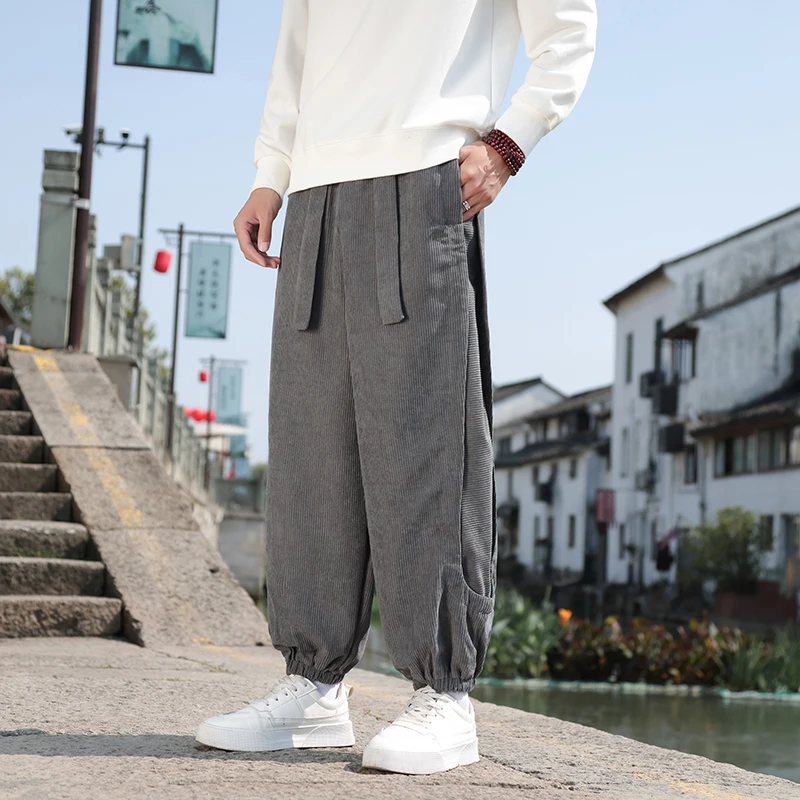 

2024 New Men Corduroy Pants Spring Autumn Youth Students Casual Pants Men Korean Fashion Trend Handsome Haremtrousers