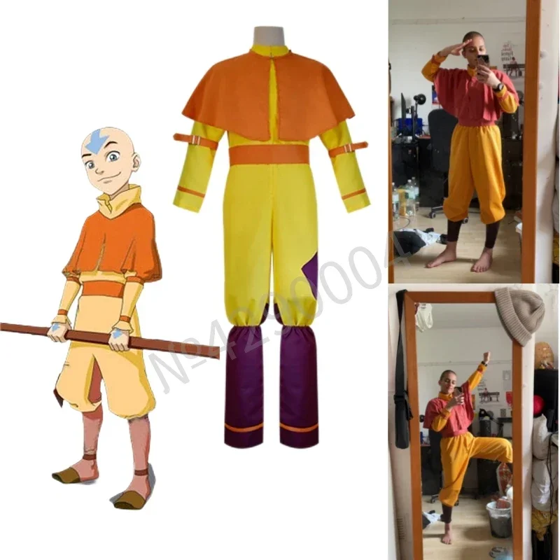 Halloween carnaval terno Aar o último mestre do ar adulto anime Aar Aang cosplay traje roupas uniformes