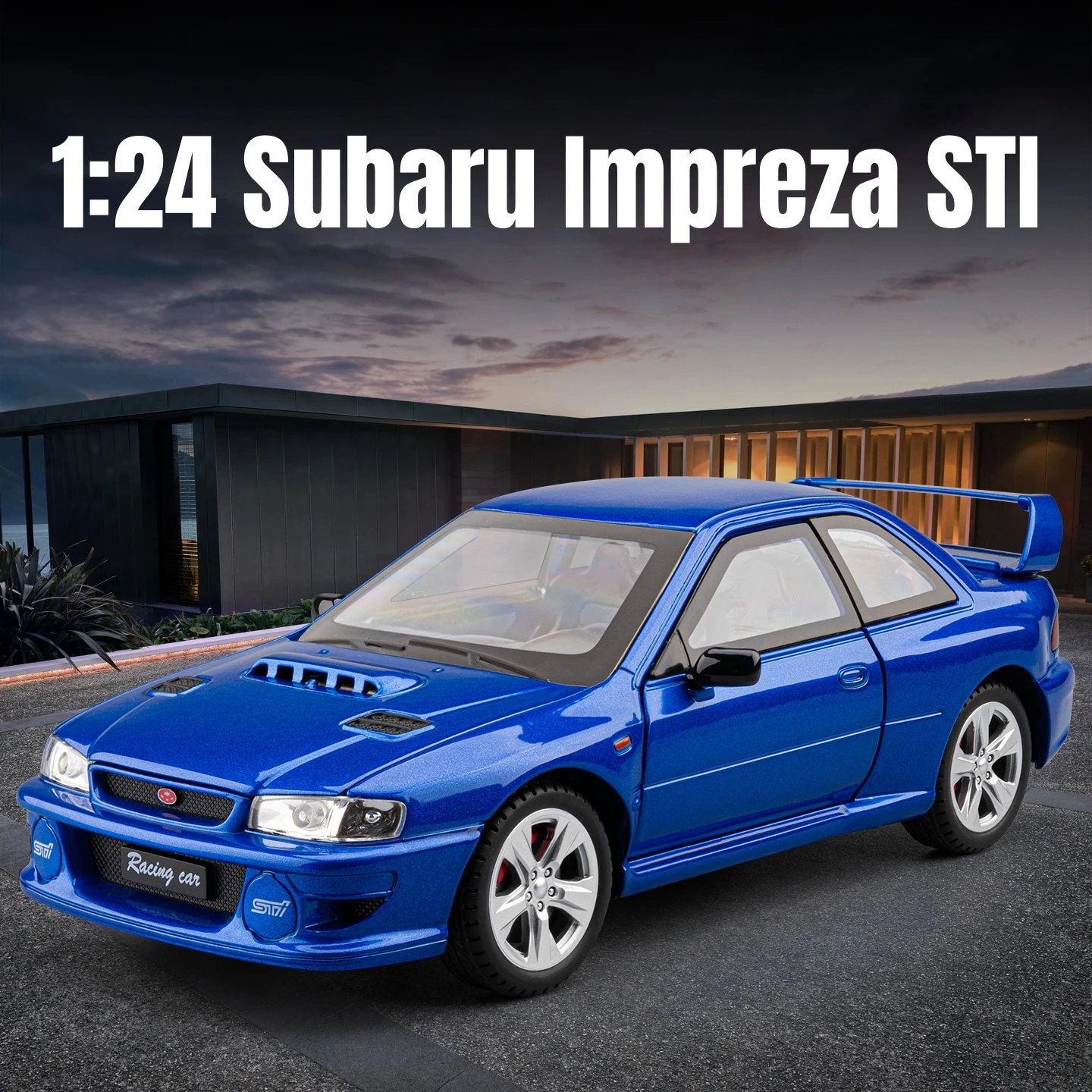 

1/24 Subaru Impreza STI JDM Super Sport Racing Toy Car Diecast Metal Rally Miniature Sound & Light Gift For Kid Boy Collection