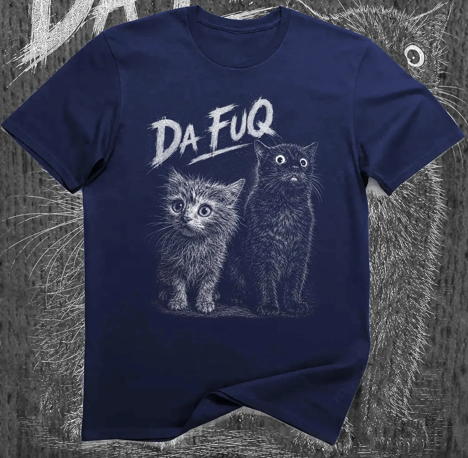 DaFuq Shocked Cats Meme Shirt Funny Kitten Reaction Graphic Tee Weird Pet Humor Gift Four season popular unisex T-shirt