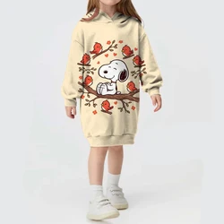 Snoopy Series Printed Girls Baby Autumn and Winter Long Sleeve Loose Hoodies Disney Loose Hoodies Dress Sweatshirts