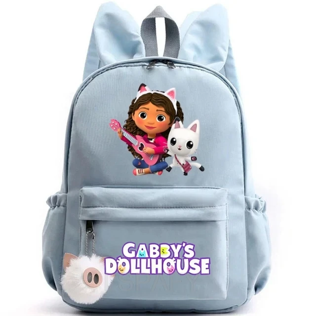 Mochila de casa de muñecas Gabby para niña, niño, estudiante, adolescente, mochilas escolares informales, mochilas de viaje con Orejas de conejo