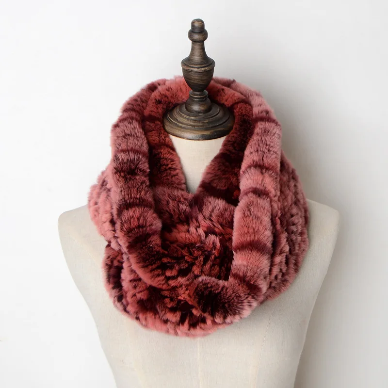 

Новый женский зимний теплый меховой шарф с длинной петлей, утолщенная шаль из натурального меха кролика рекс, двусторонняя теплая шея, европейский аксессуар