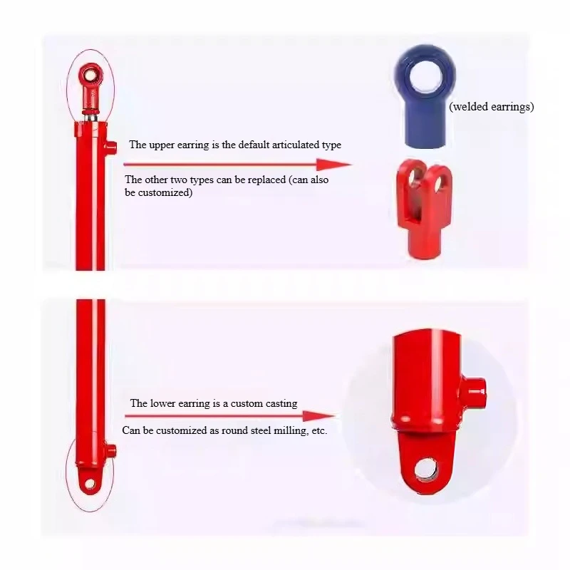 Cilindro idraulico da 3 tonnellate Orecchini piccoli Cilindro idraulico 50-28 Personalizzazione non standard Telescopico bidirezionale Completamente automatico