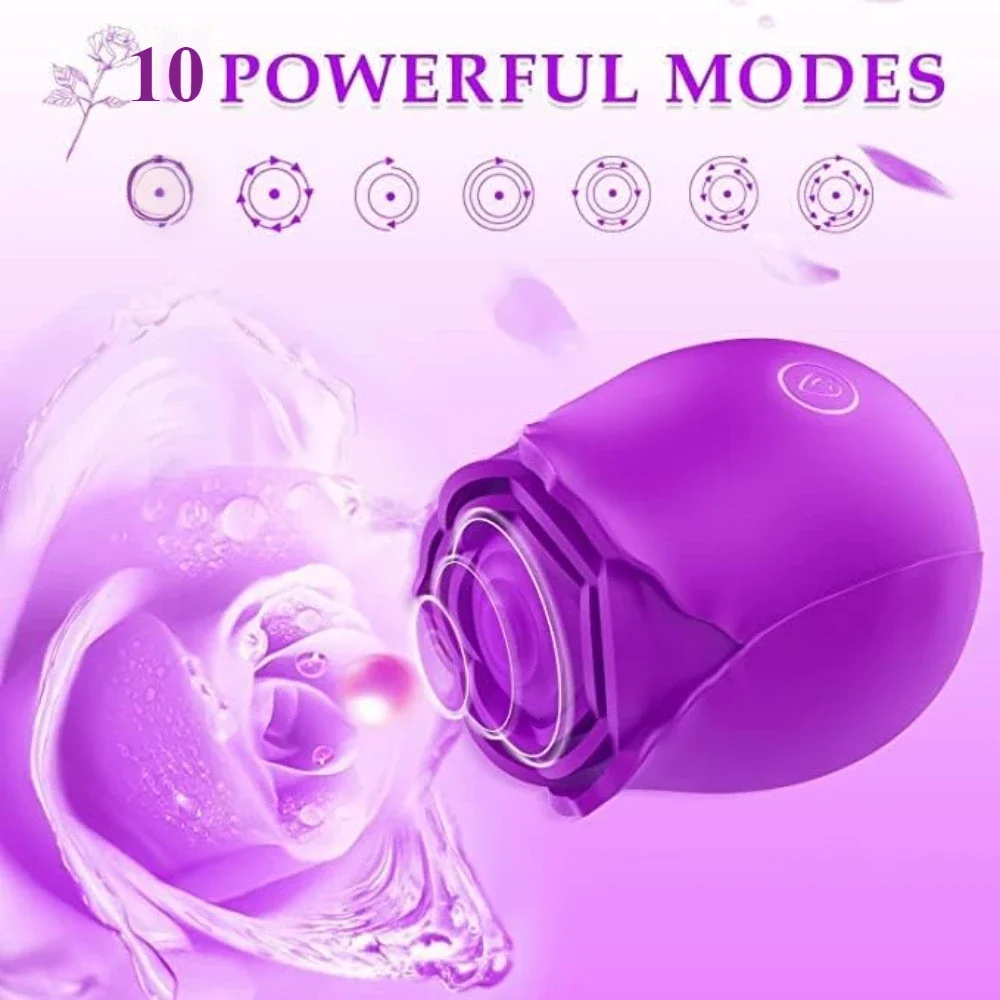 Rose Sex Toy with Tongue Sucking Vibrator for Women 10Mode G Spot Nipple Stimulation Vibrating Clitoral Powerful Vacuum Vibrator