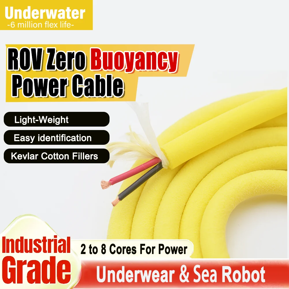 Rov Cabo de Alimentação de Flutuabilidade Zero 03 05 075 10 15 2.5 Mm2 Núcleos Subaquático Mar Robô Conector Flotage Fio de Cobre