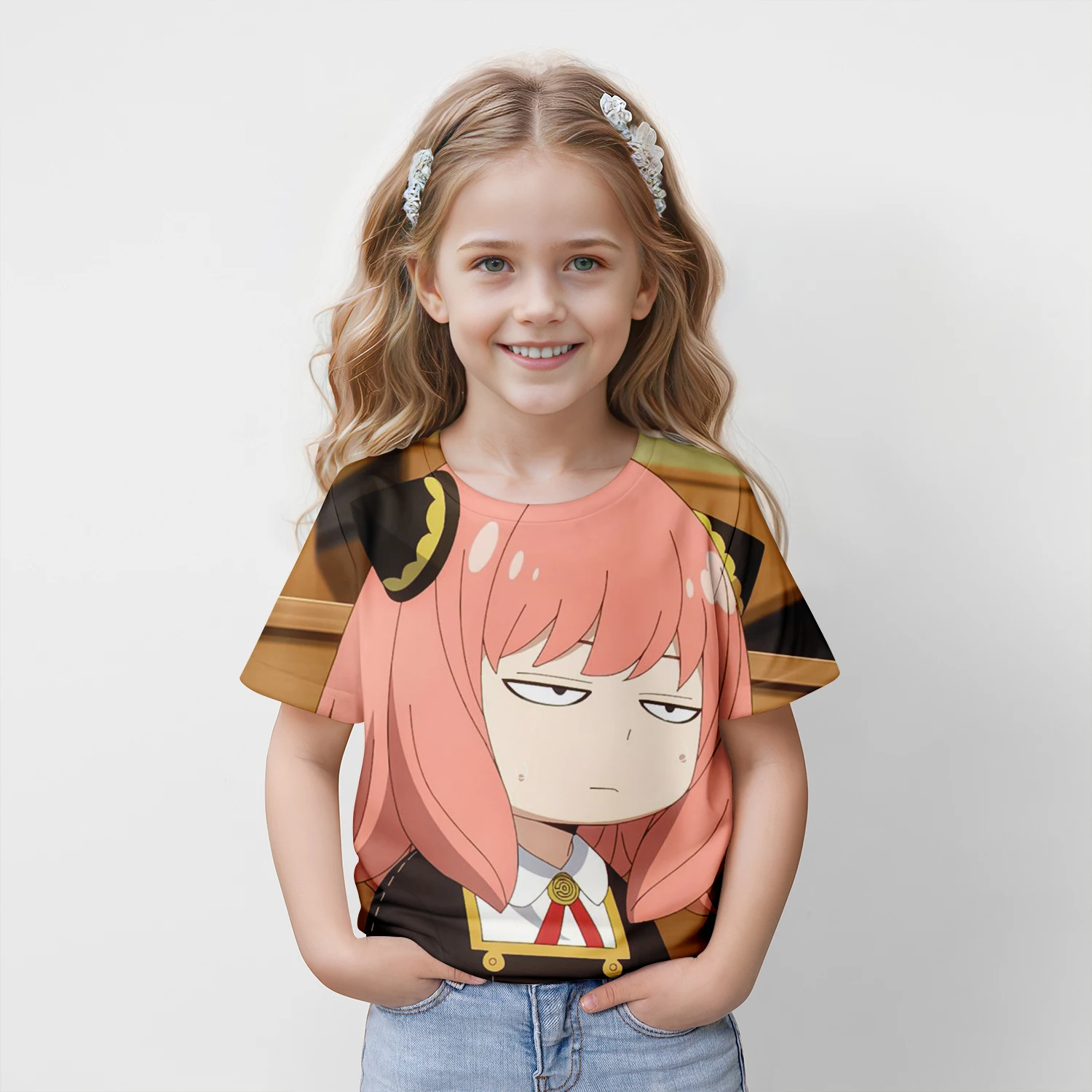 Kids Anime Japanese Spy X Family Anya Forger Graphic Print T Shirt Streetwear Men Women Fashion Short Sleeve 100-5XL T Shirt