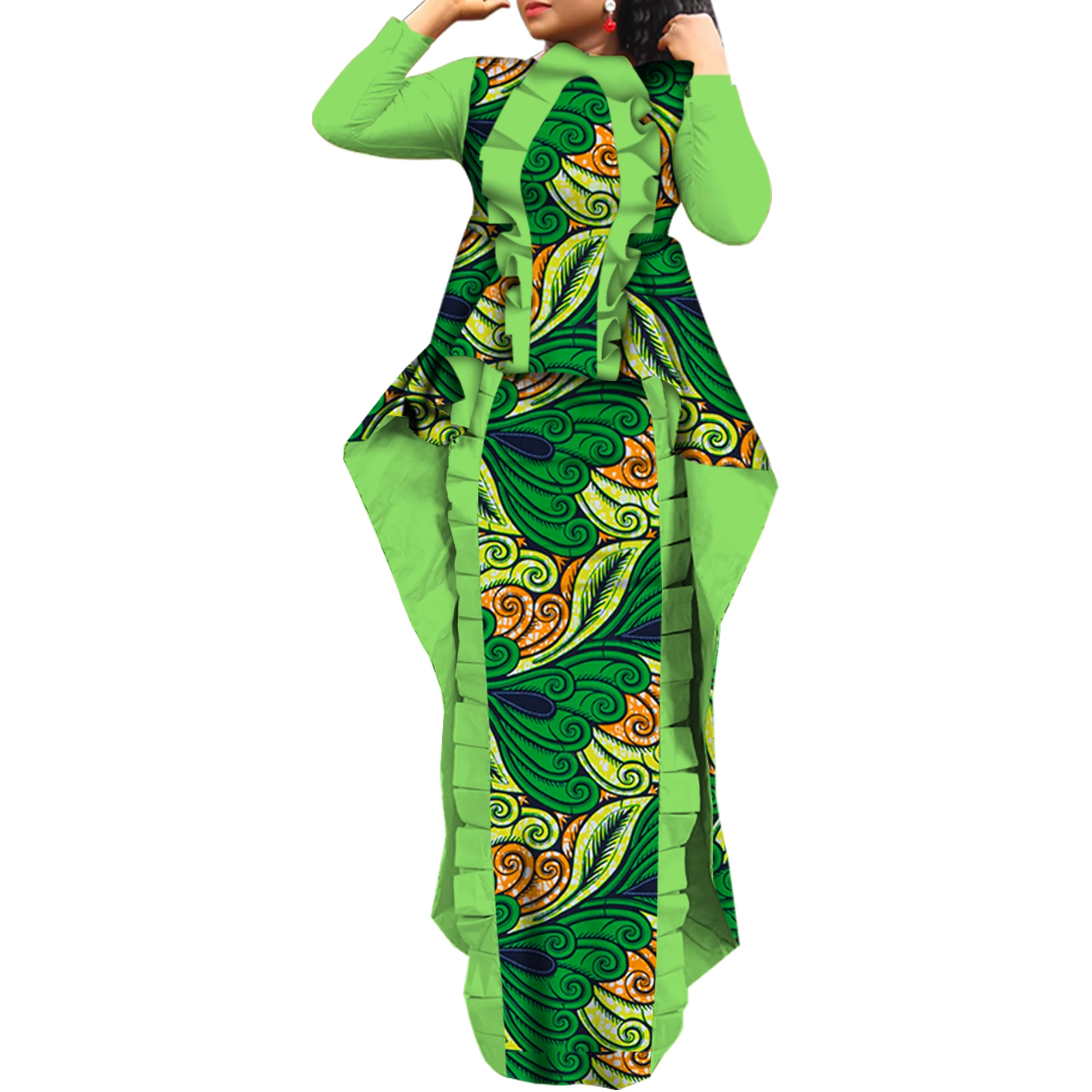 الشرقي مجموعة تنورة الأفريقية مجموعة الأفريقية طباعة الأفريقية طويلة تكدرت القمم والتنانير الطويلة الملابس الأفريقية للنساء وتتسابق WY6025 #1