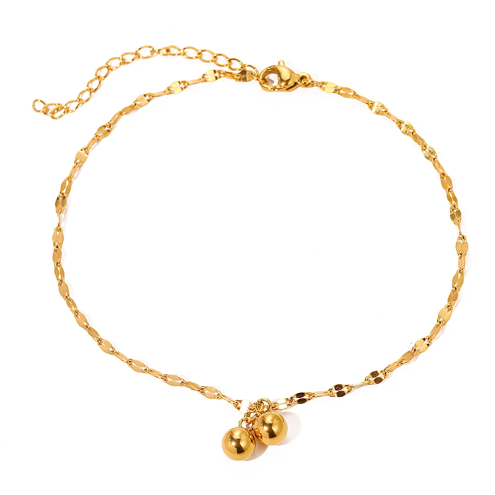 Stainless Steel Anklets Minimalist Fashion Beads Lip Chain Non-fading High-quality Design Sense Anklet For Women Jewelry Gifts