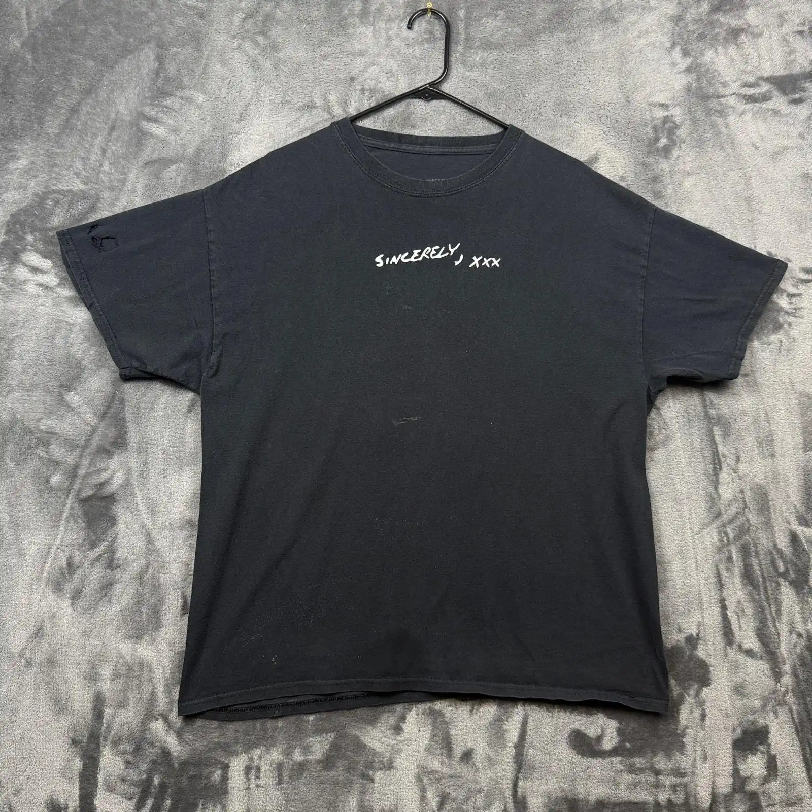 XXXTentacion T-Shirt Mens XL Black Sincerely XXX Question Mark Distressed Tee