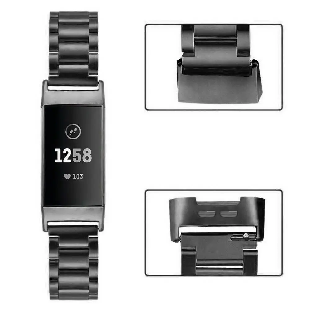 For Fitbit Charge 5 4 3 2 Smart Bracelet Strap Stainless Steel Watch Band Loop For Fitbit Charge 3 SE Black Silver Strap Correa