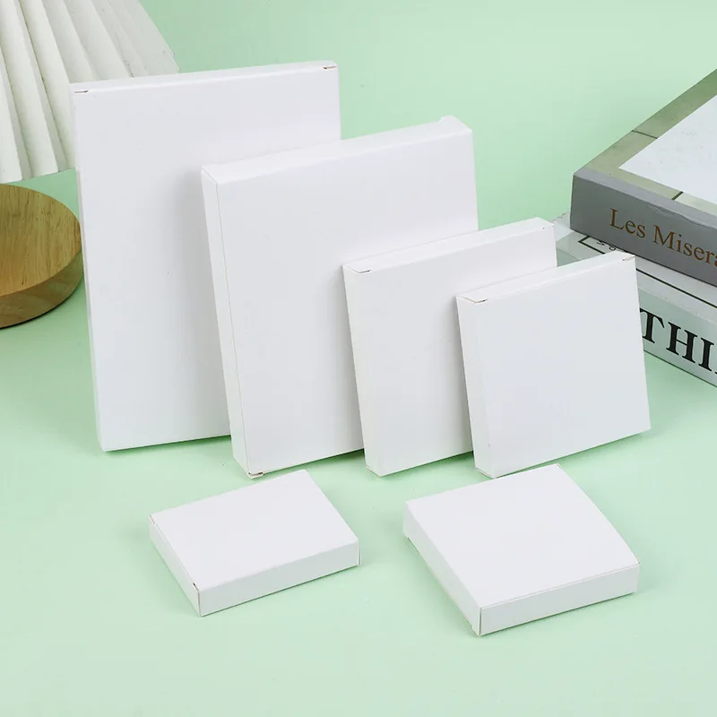 50pcs - Flat White Paper Packaging Box Blank Rectangular Sample Handmade Soap Party Gift Boxes