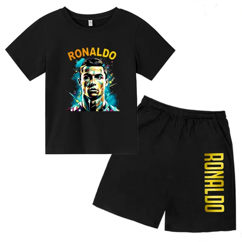 

Kids Summer Bestseller CR7 Football Sports Training Clothes T-shirt+Shorts Boy Girl 3-12Yrs Sports Short-Sleeved Casual Cool Set