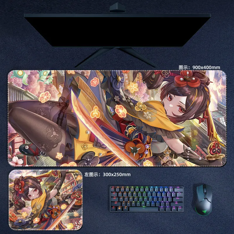 Genshin Chiori Emilie Mouse Pad Genshin Impact Large XXL Mousepad Computer Keyboard Padding Anime Gaming Accessories Desk Mat