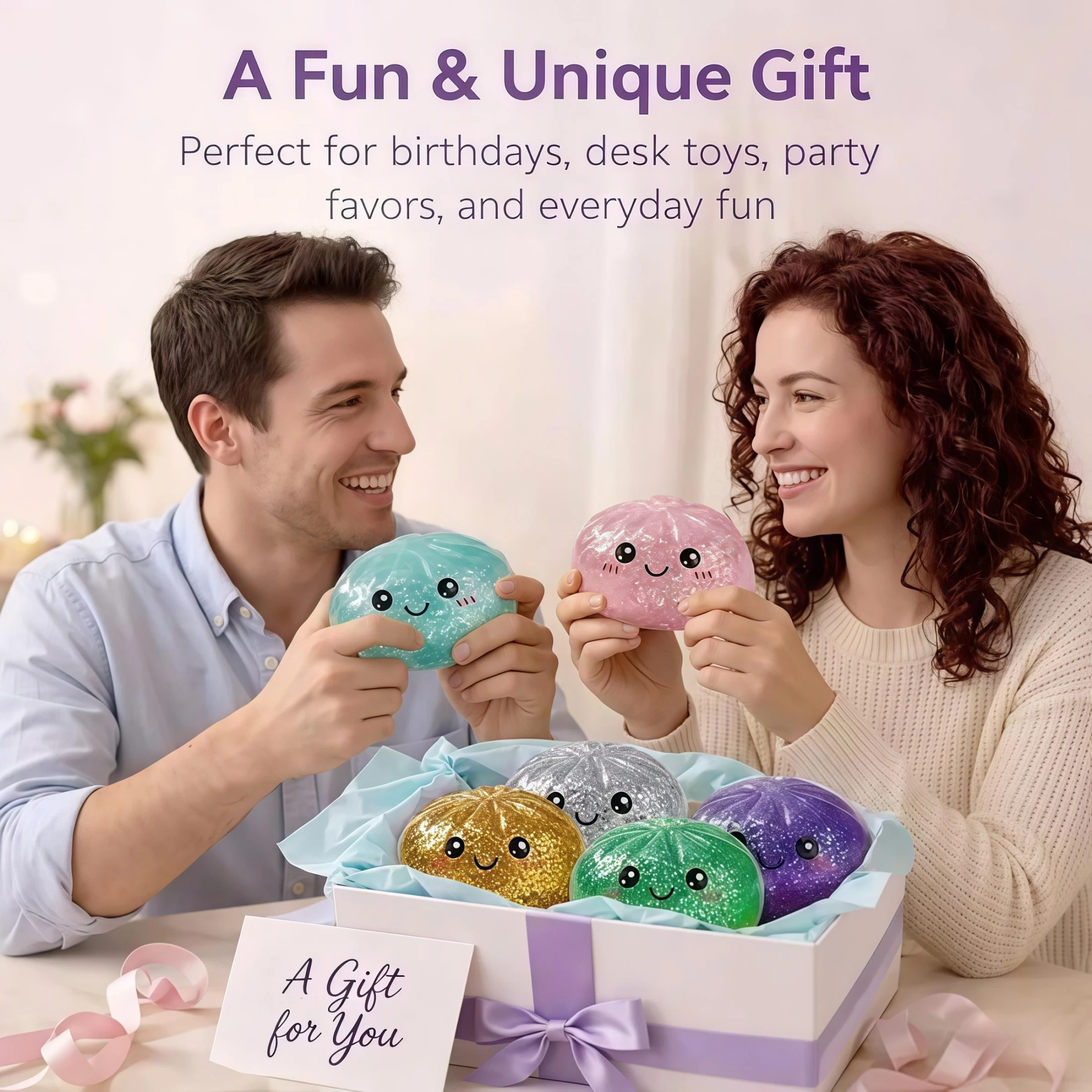 Glitter Bun with Food Steamer Stretchy Desk Toys Kawaii Soft Dumpling Bun Simulation Fidget Toy Squeeze Dough Ball Birthday Part image 6
