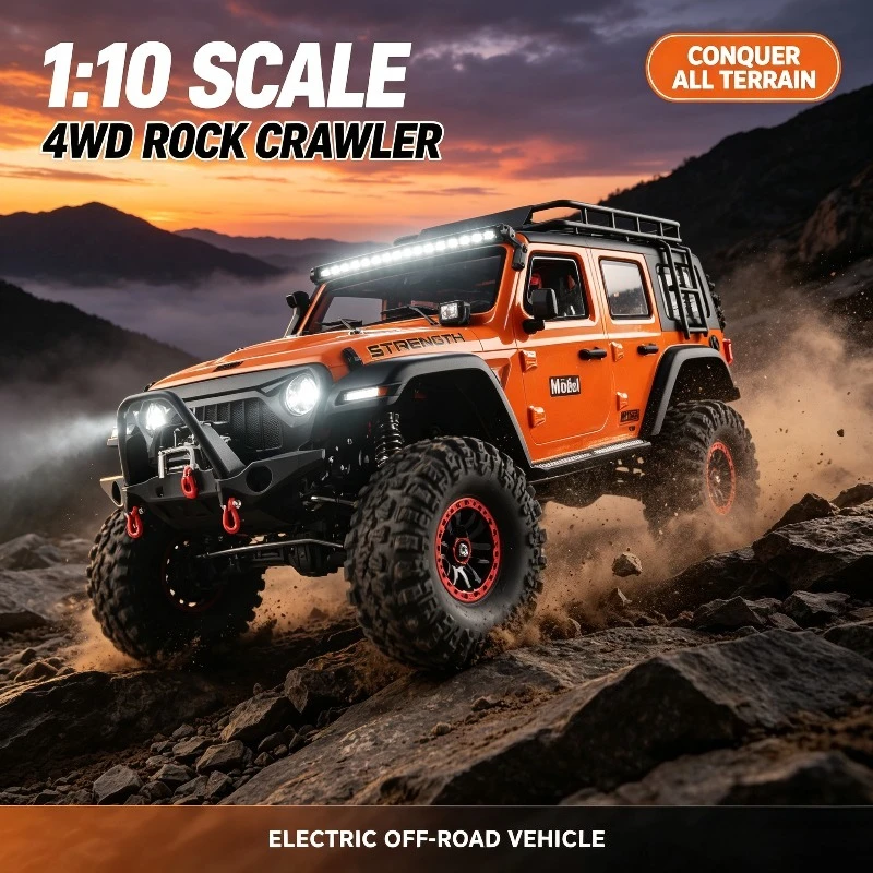 Large RC Car 4WD RC Rock Crawler LED Lights Electric Remote Control Car All Terrain Climbing Vehicle Hobby Toy for Adults Boys