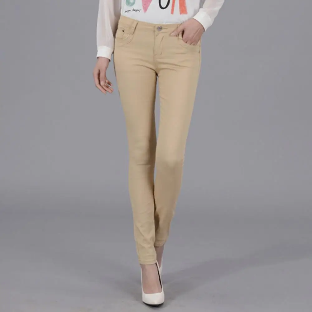 

Женские брюки-карандаш с пуговицами и молнией, прямые повседневные брюки, однотонные длинные брюки, элегантные прямые брюки 80%