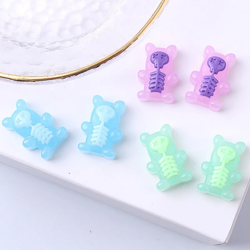 Mini Bicolor Bug Skeleton Bear Resin Charms Flat back Cabochon Scrapbook Craft DIY Embellishments Jewelry Making Accessories