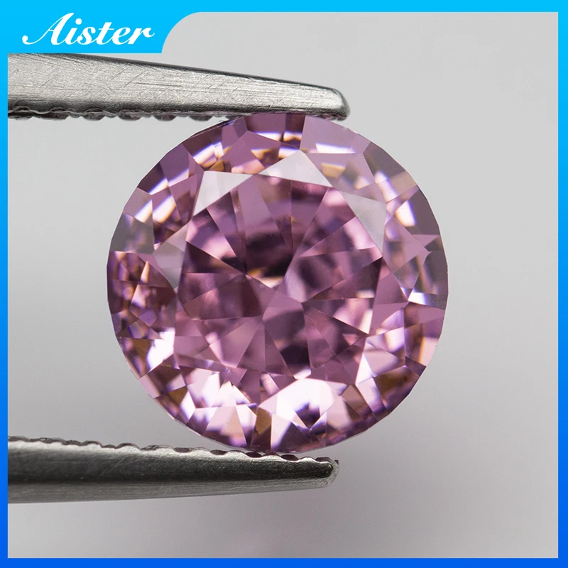 Pink Round Crushed Ice Cut Cubic Zirconia High Carbon Lab Diamond CZ Gemstone 4K Cut 5A+ Quality for Jewelry Making