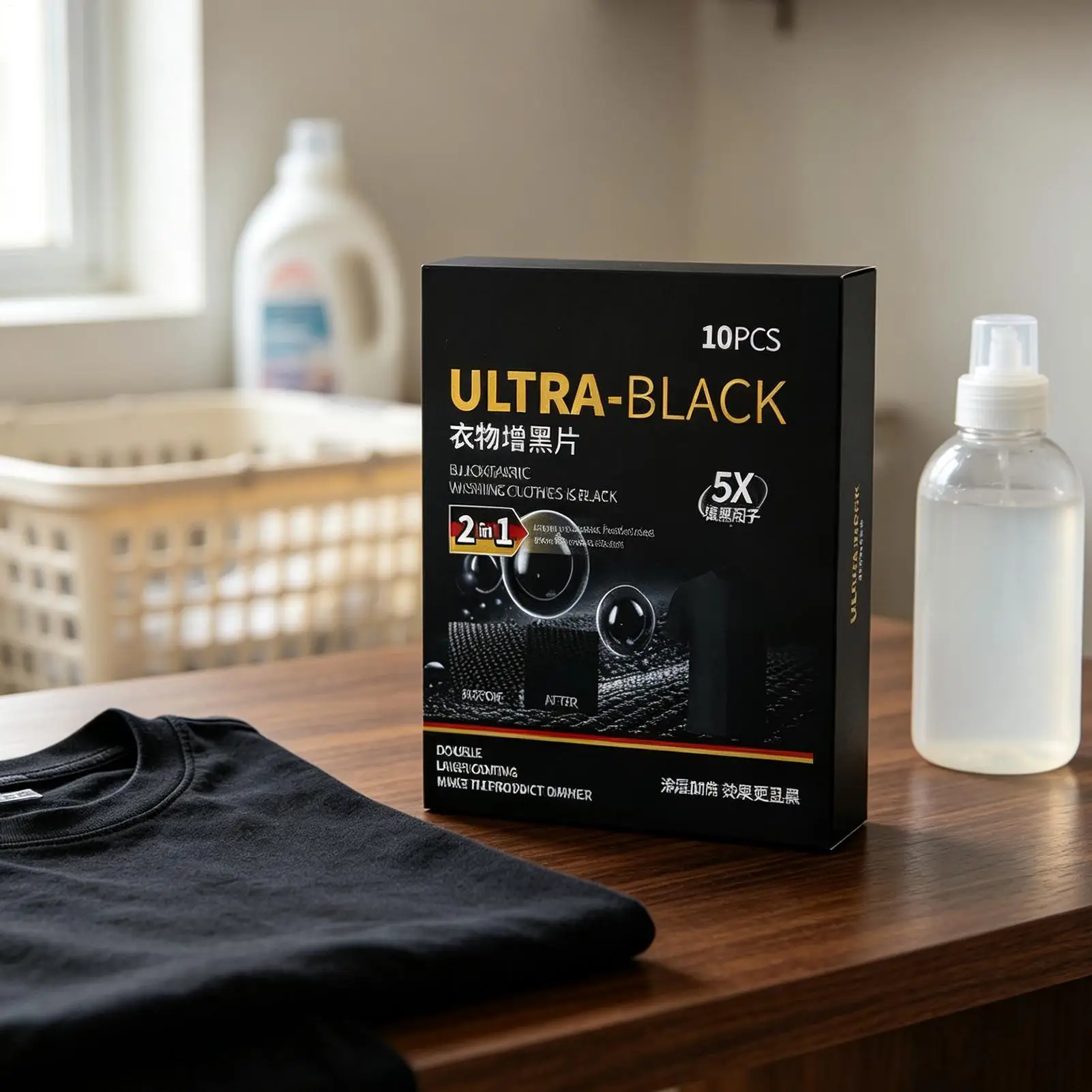 10pcs Black Clothes Dye Long-Lasting Clothes Black Enhanced Sheets Laundry Fabric Dye Restore Color Blackening Dyeing Tablets