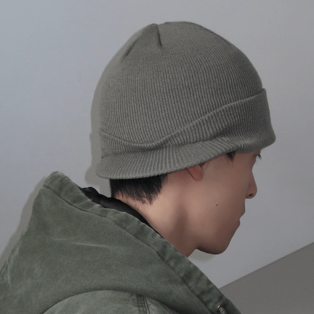 Gift Thicken Warm Knitted Peaked Cap Therma Solid Color Short Brim Beanie Cap Soft Earflap Add Plush Lined Hat Skiikng