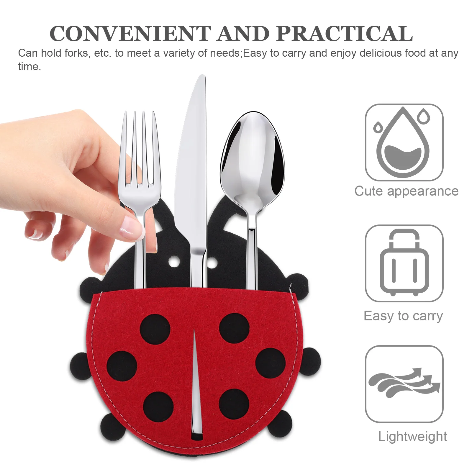 

4 Pcs Ladybug Cutlery Bags Silverware Holders Party Tableware Tableware Storage Utensil Pouches Holiday Dining