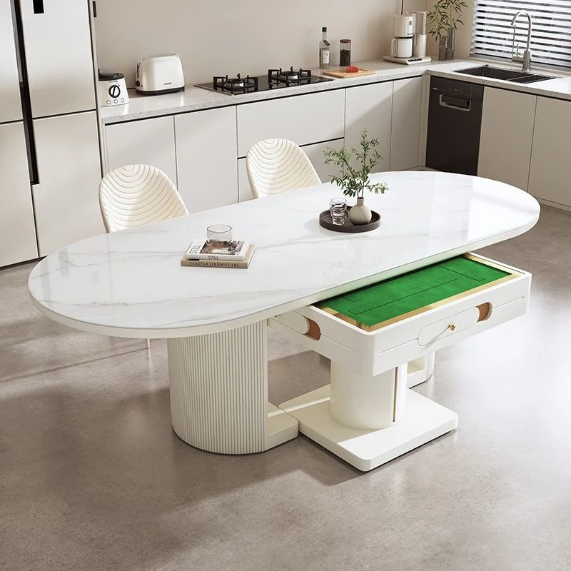 

dining table, dual-purpose dining table, integrated modern simple rock slab living room, multi-functional mahjong machine