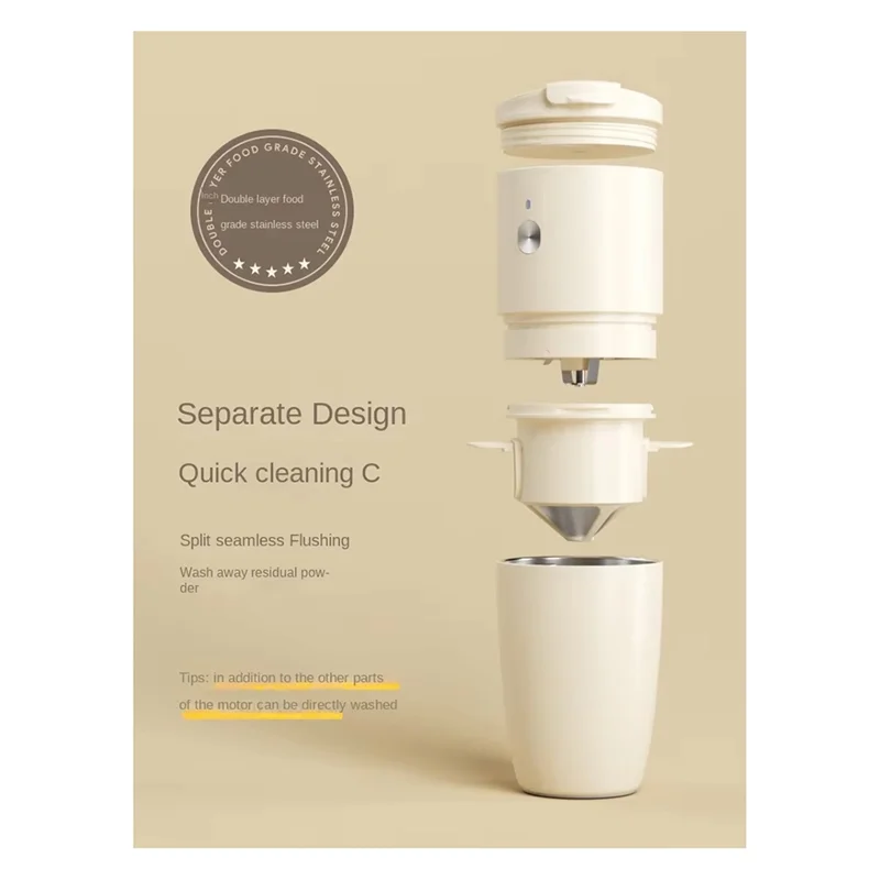 AT02-Portable Integrated Coffee Machine Hand-Brewed Grinder Ideal Foroffice Andtravel Use