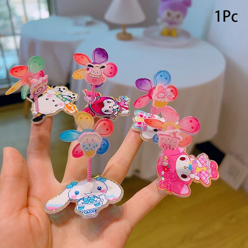 Sanurgente-Pince à cheveux rotative créative mignonne, petit moulin à vent, pince à frange de dessin animé, accessoires pour cheveux de princesse, 1 pièce