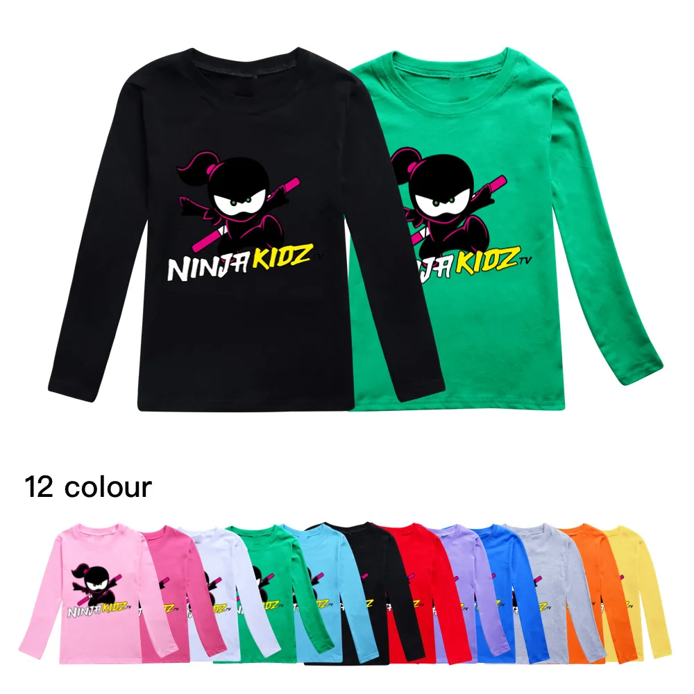 

Boys NINJA KIDZ Summer New T Shirt For Toddler Girl Casual Cotton long Sleeve Tees Children Cartoon Kids Clothe tops