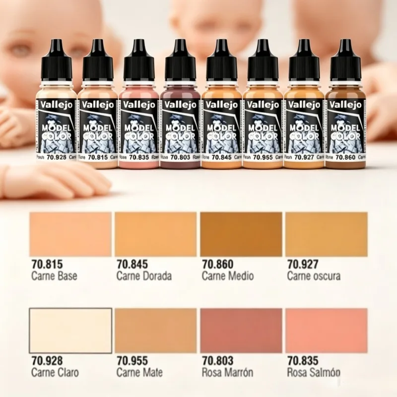 Vallejo 70124 Acrylic Paint Set Environmental Water Based Paint 8pcs Face Skin Tone for Figure Portrait Military Model Painting