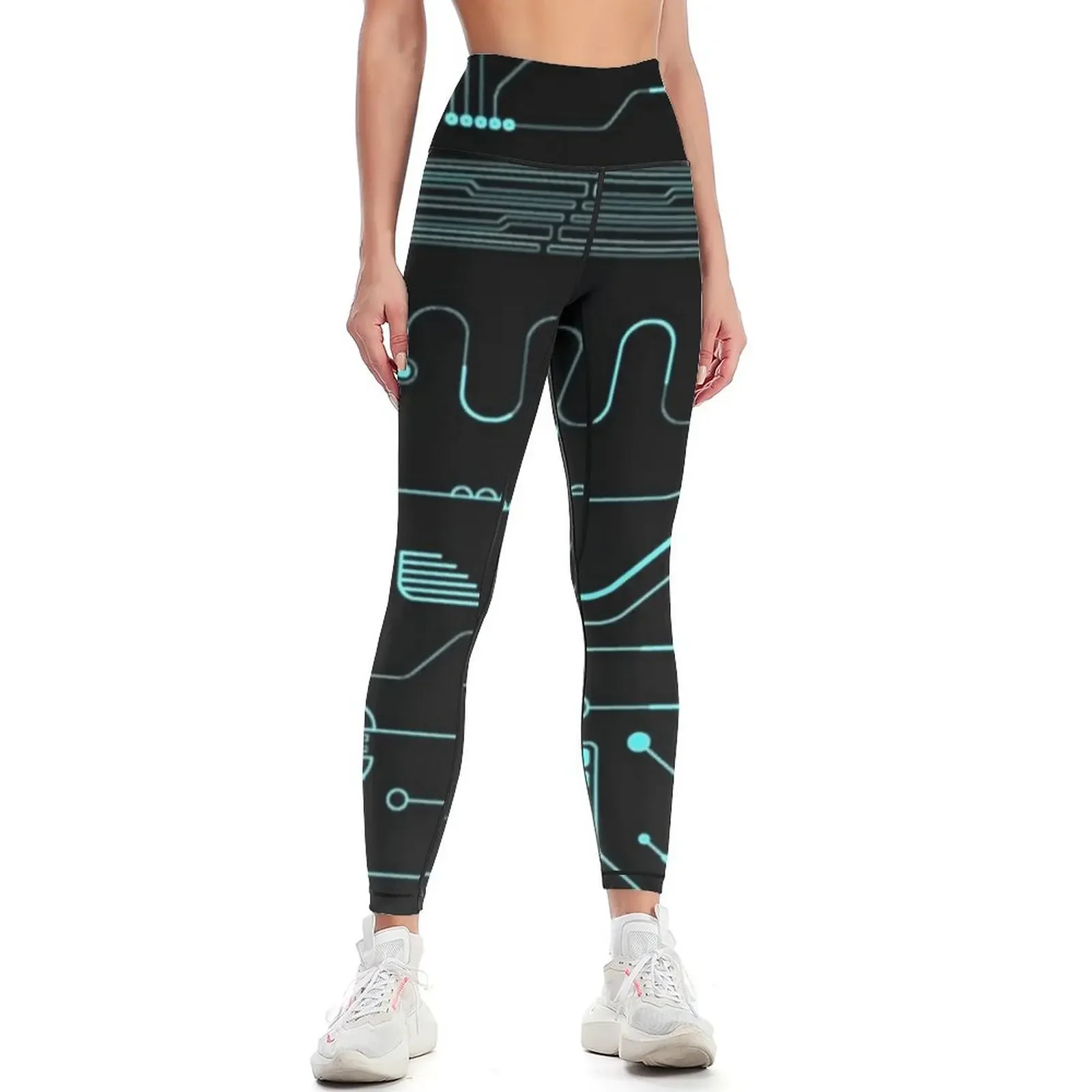 

Digital Matrix Gamer UV Black Light Leggings Sports pants for harem pants Women's high waist Womens Leggings