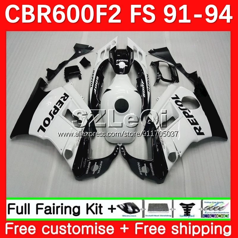 Body+Tank For HONDA CBR 600F2 600 CBR600 F2 FS CC Repsol White CBR600F2 91 92 93 94 33No.13 CBR600FS 1991 1992 1993 1994 Fairing