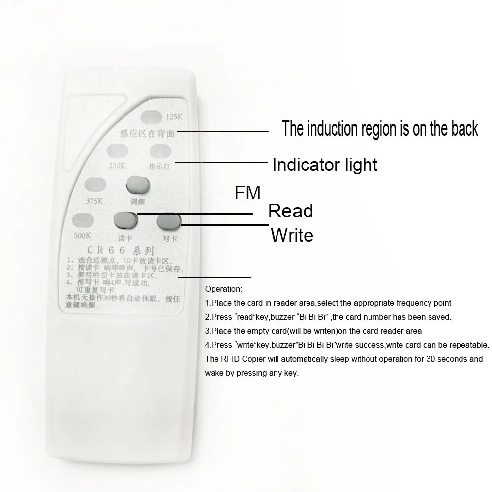 

125Khz RFID Card Duplicator Copier 125/250/375/500KHz CR66 RFID Scanner Programmer Reader Writer Duplicator