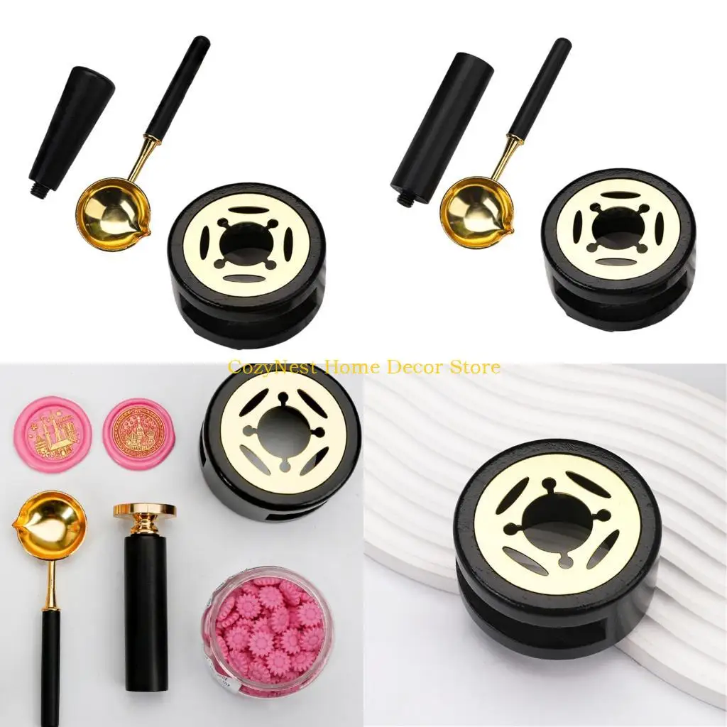 

92MF 3 Pcs Wax Seal Stamp Set Sealing Waxed Set Wax Seal Warmer Wax Seal Kits for Sealing Envelopes Wedding Invitations