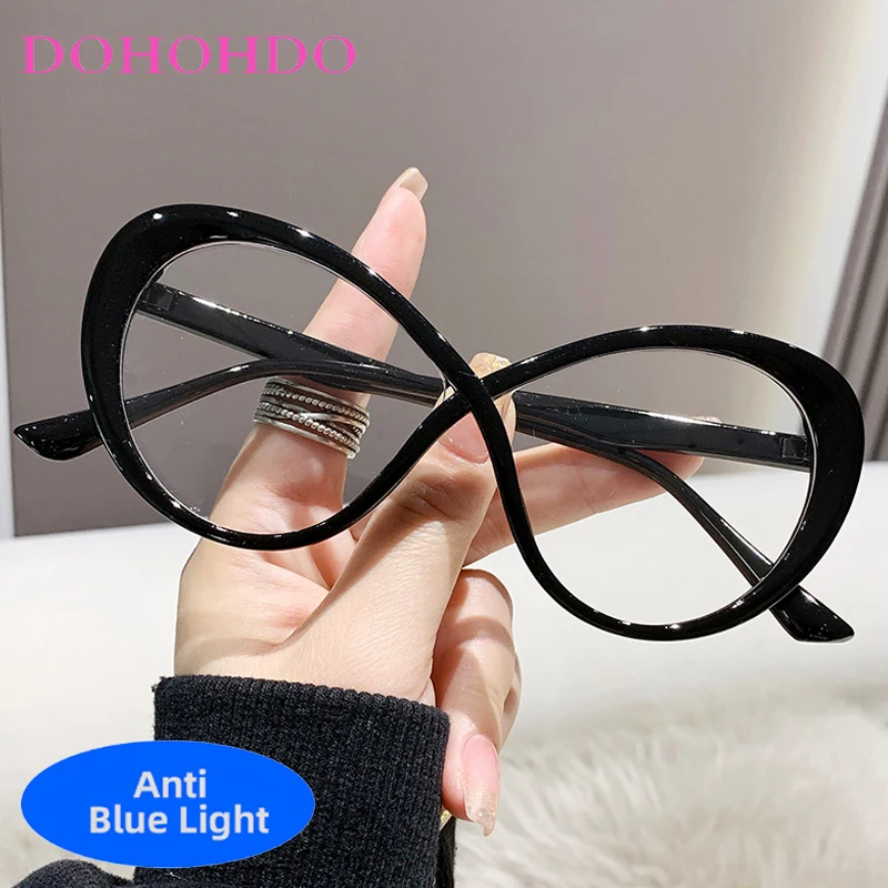 Trending Elegant Oversized Colour Butterfly Frame Anti-Blue Light Women's Glasses Designer Brand Optical Eyeglasses For Reading