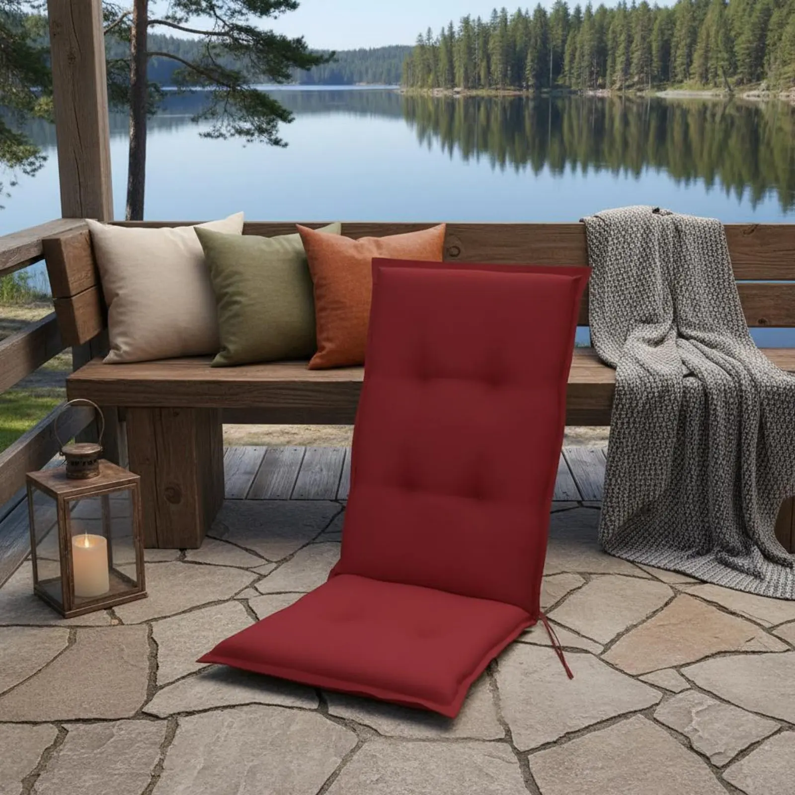 Waterproof Chair Cushion Lumbar Support Tied Chair Cushion Home Furnishing Solid Color Easy to Clean for Patio