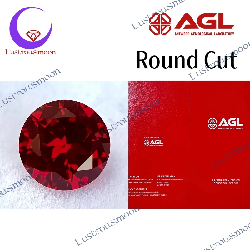 

Lab Grown Ruby New Arrival Round Shape Pigeon Blood Red Loose Gemstones Selectable AGL Certificate Beads for Jewelry Making