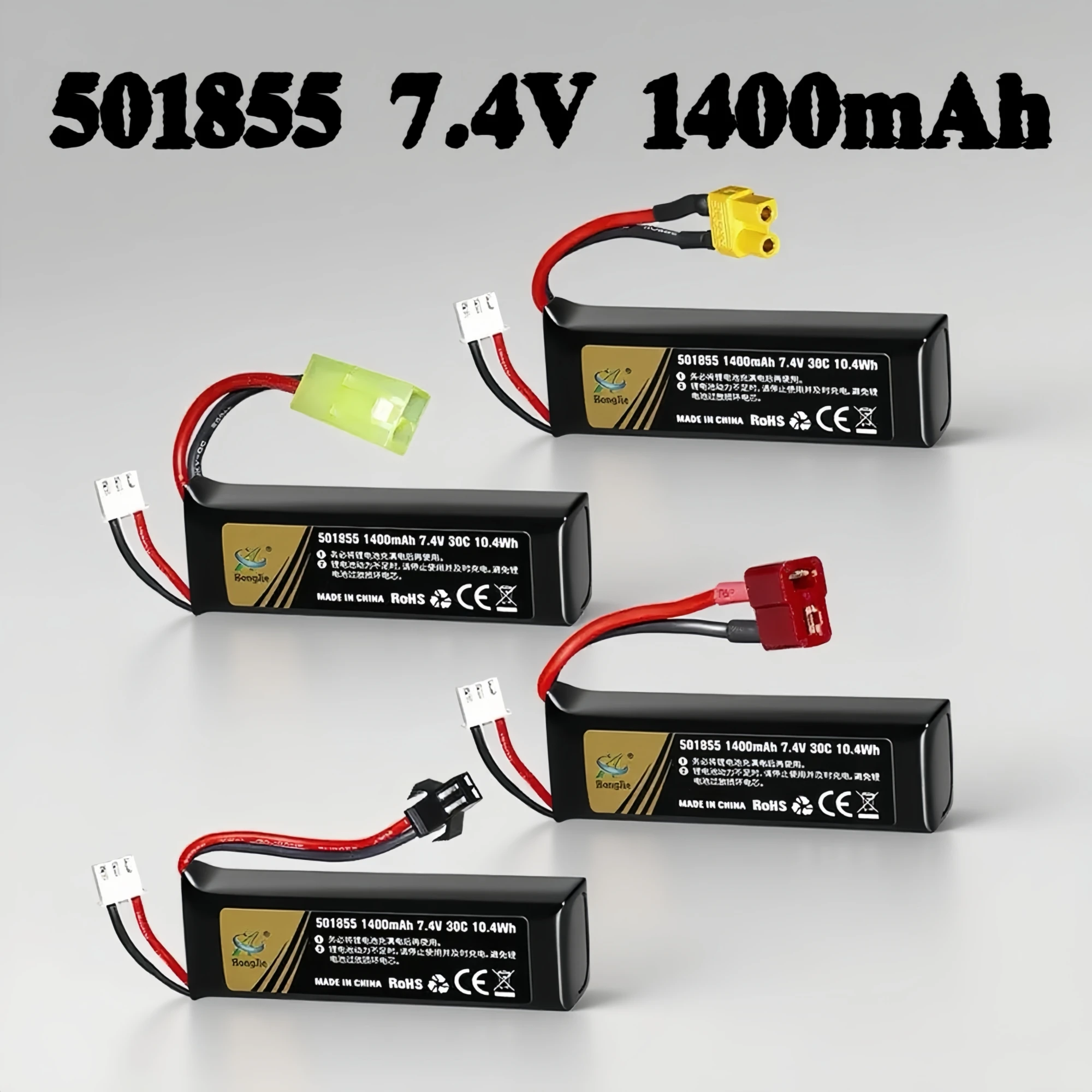 Batterie Lipo 501855 pour pistolet à eau Airsoft 7.4V 1400mAh avec prise SM T XT30 Tamiya pour modèles de voitures télécommandées à balles souples